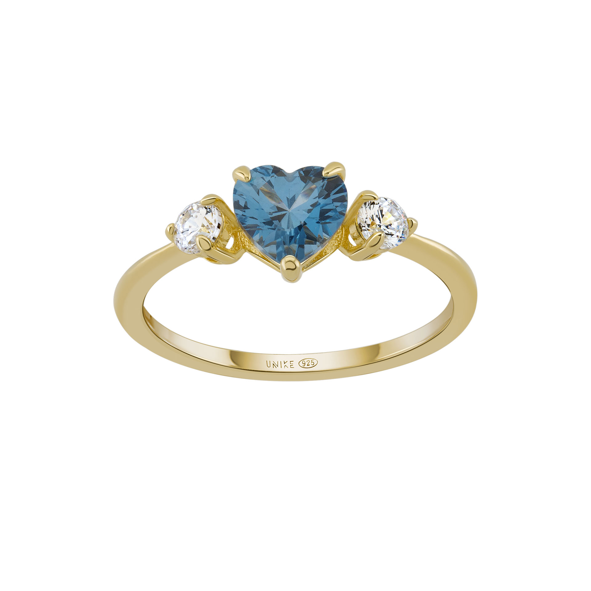 Anel Classy Blue Heart Gold