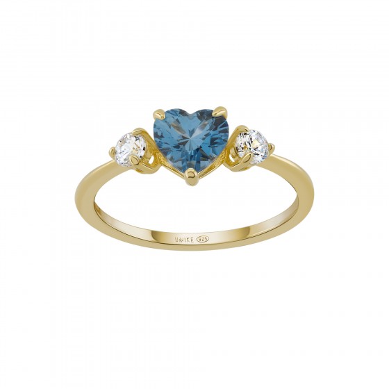Anillo Classy Blue Heart Gold Anillo Classy Blue Heart Gold
