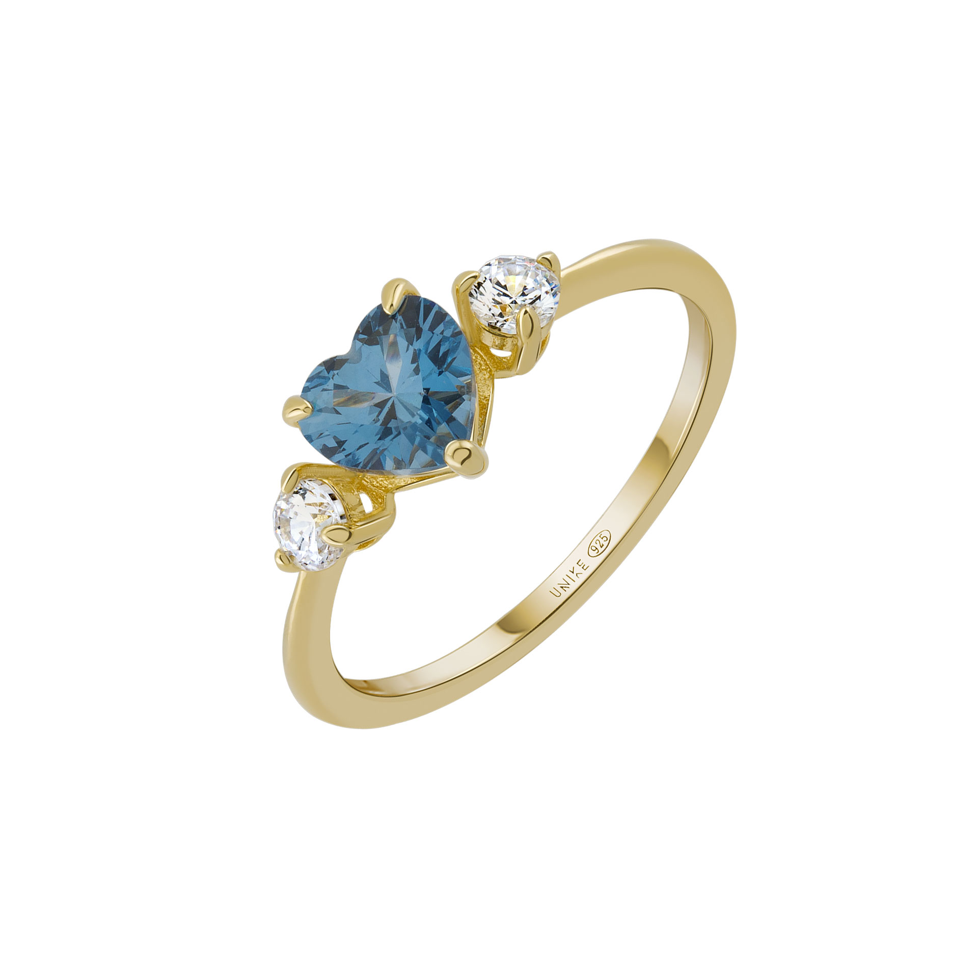 Anel Classy Blue Heart Gold