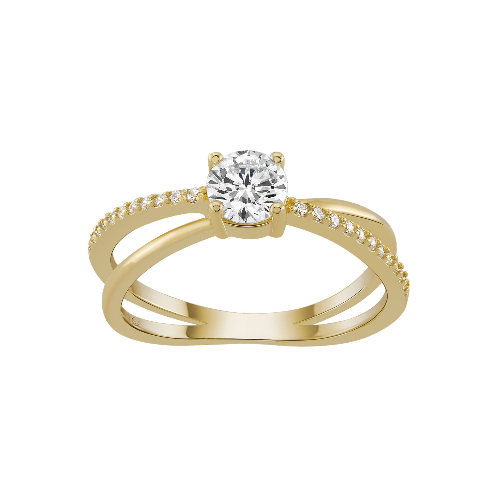 Anillo Classy Solitaire 2 Cross Lines Gold