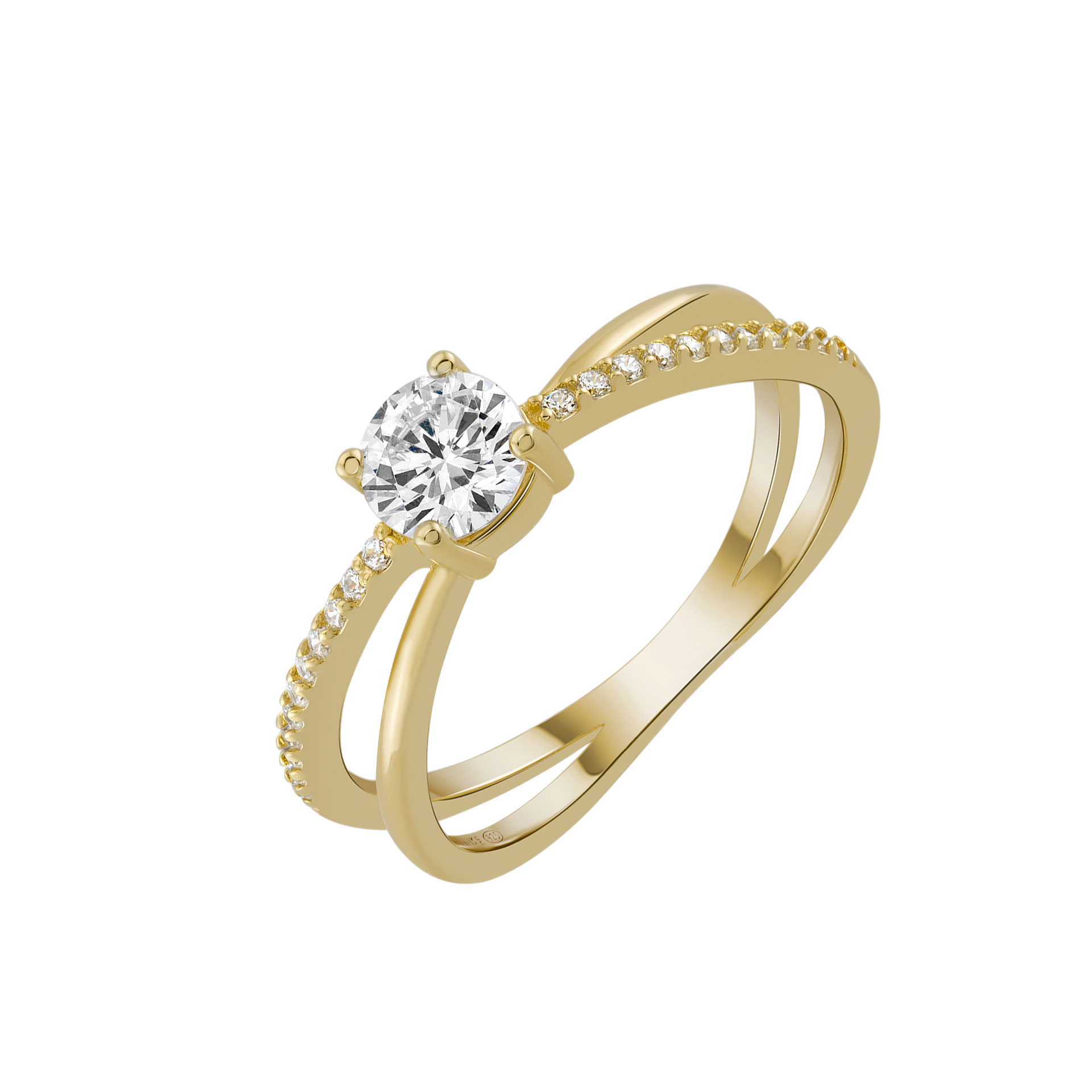 Anillo Classy Solitaire 2 Cross Lines Gold