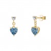Classy Blue Heart Gold Earrings