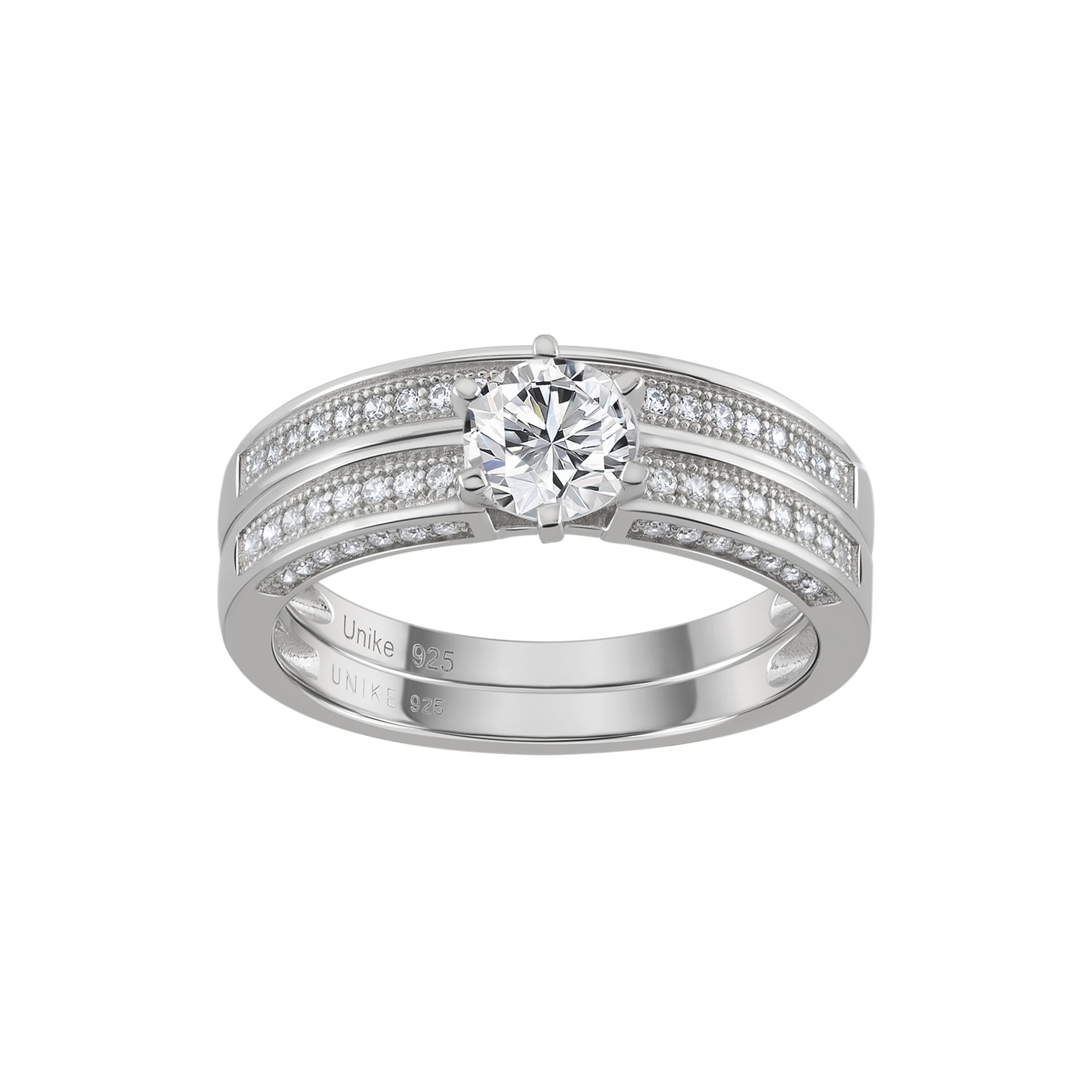 Classy Solitaire Double Ring