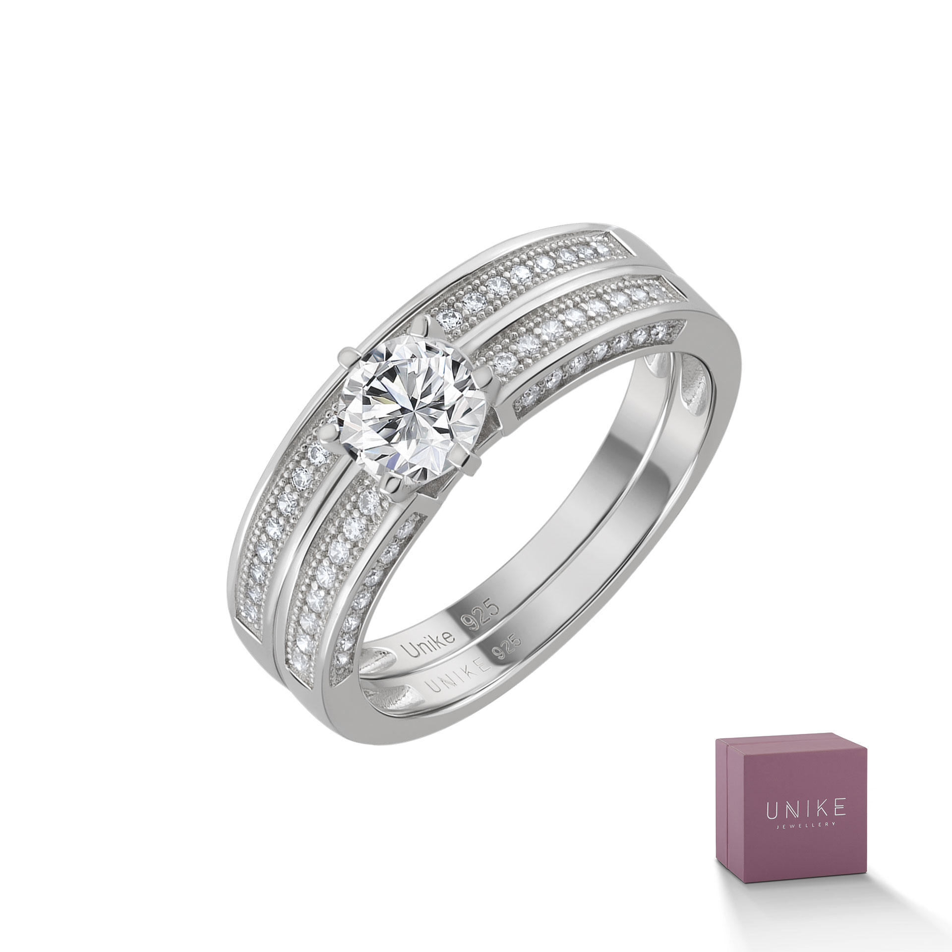 Classy Solitaire Double Ring