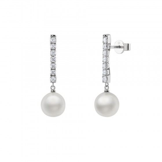 Pendientes Bridal Glow Line Pearl Silver
