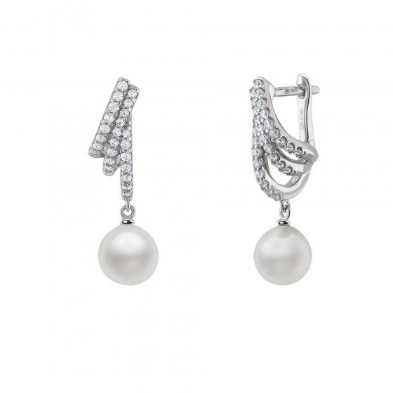 Pendientes Bridal Three Hoops Pearl Silver