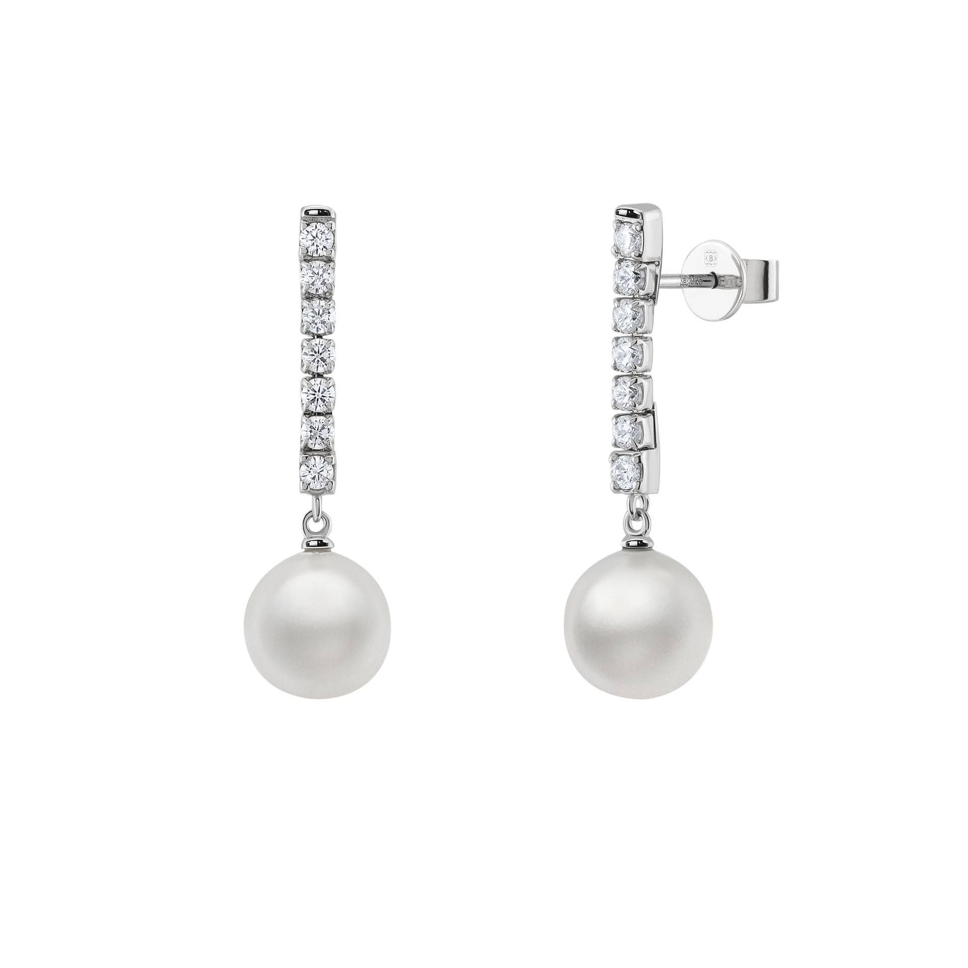 Bridal Glow Line Pearl Silver Earrings