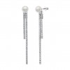 Bridal Glow Two Lines Pearl Silver Earrings