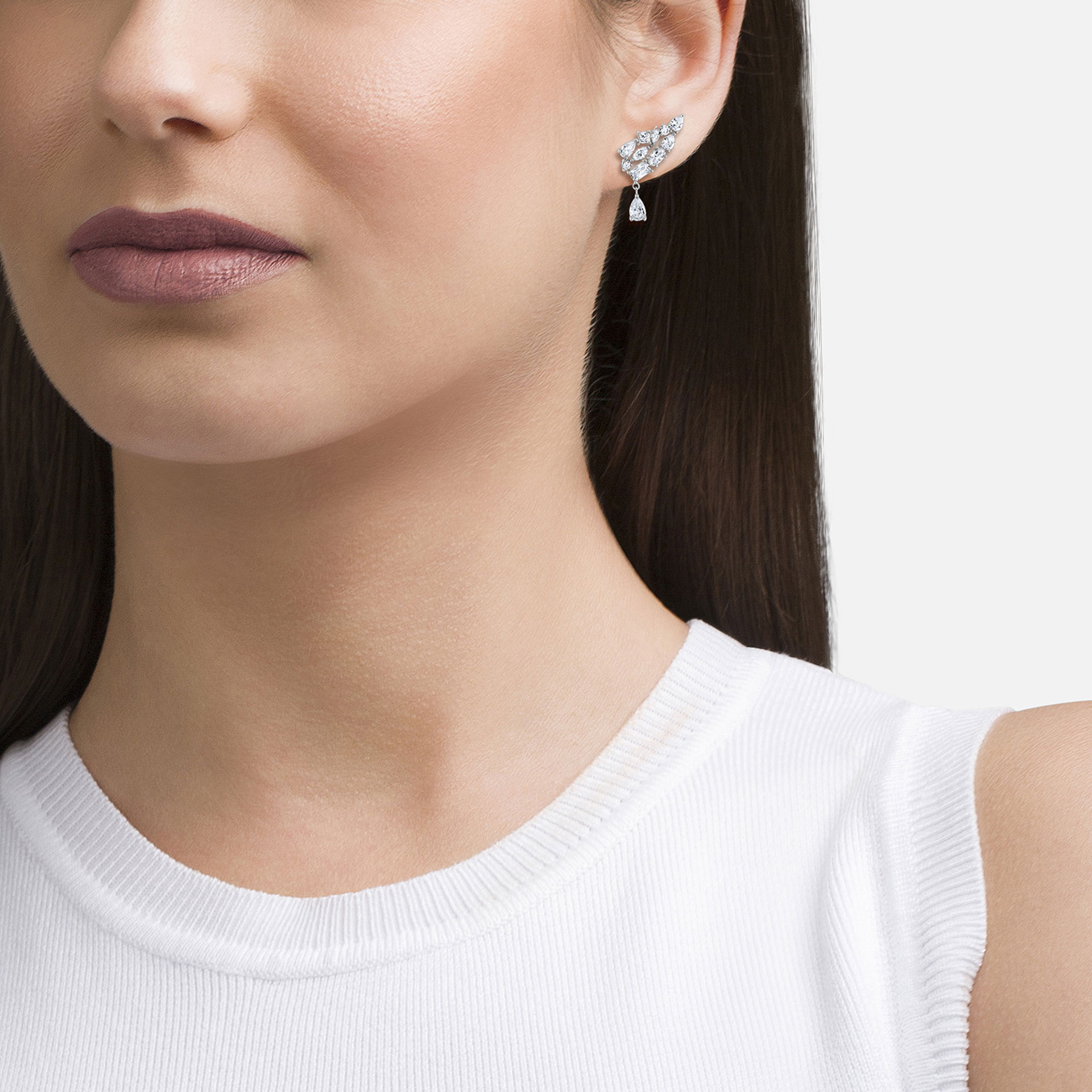 Bridal Climber Pearl Silver Earrings