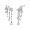 Brincos Bridal Four Lines Pearl Silver
