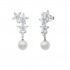 Brincos Bridal Three Flowers Pearl Silver