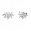 Brincos Bridal Leafs Pearl Silver