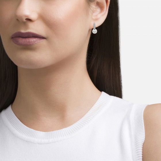 Bridal Pearl Silver Hoops