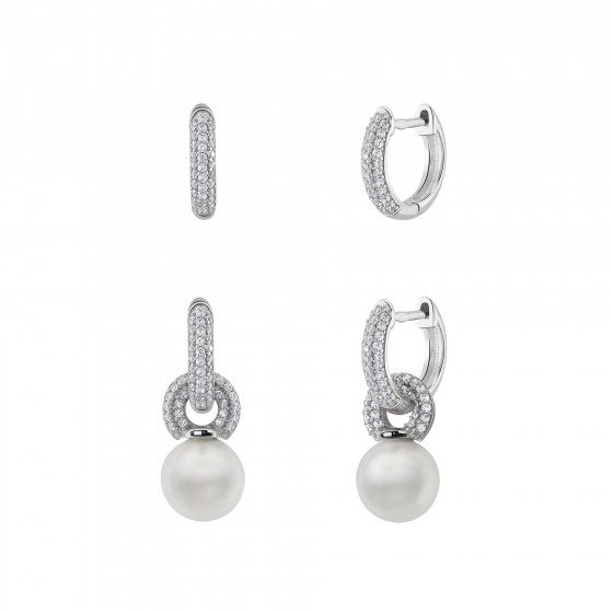 Aros Bridal Two Hoops Pearl Silver
