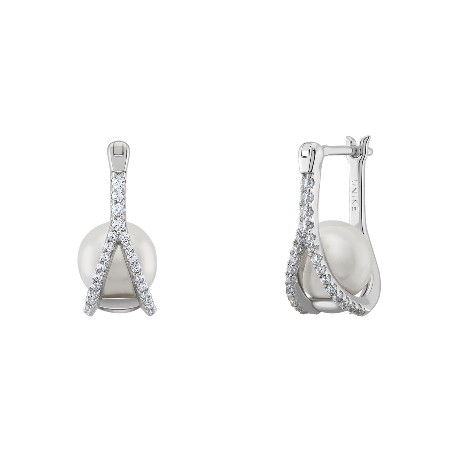 Brincos Bridal Two Lines Pearl Silver