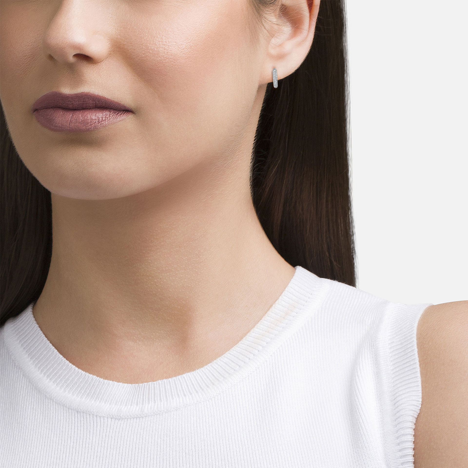 Argolas Bridal Two Hoops Pearl Silver