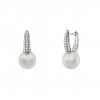 Bridal Pearl Silver Hoops