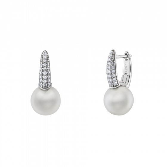 Bridal Pearl Silver Hoops