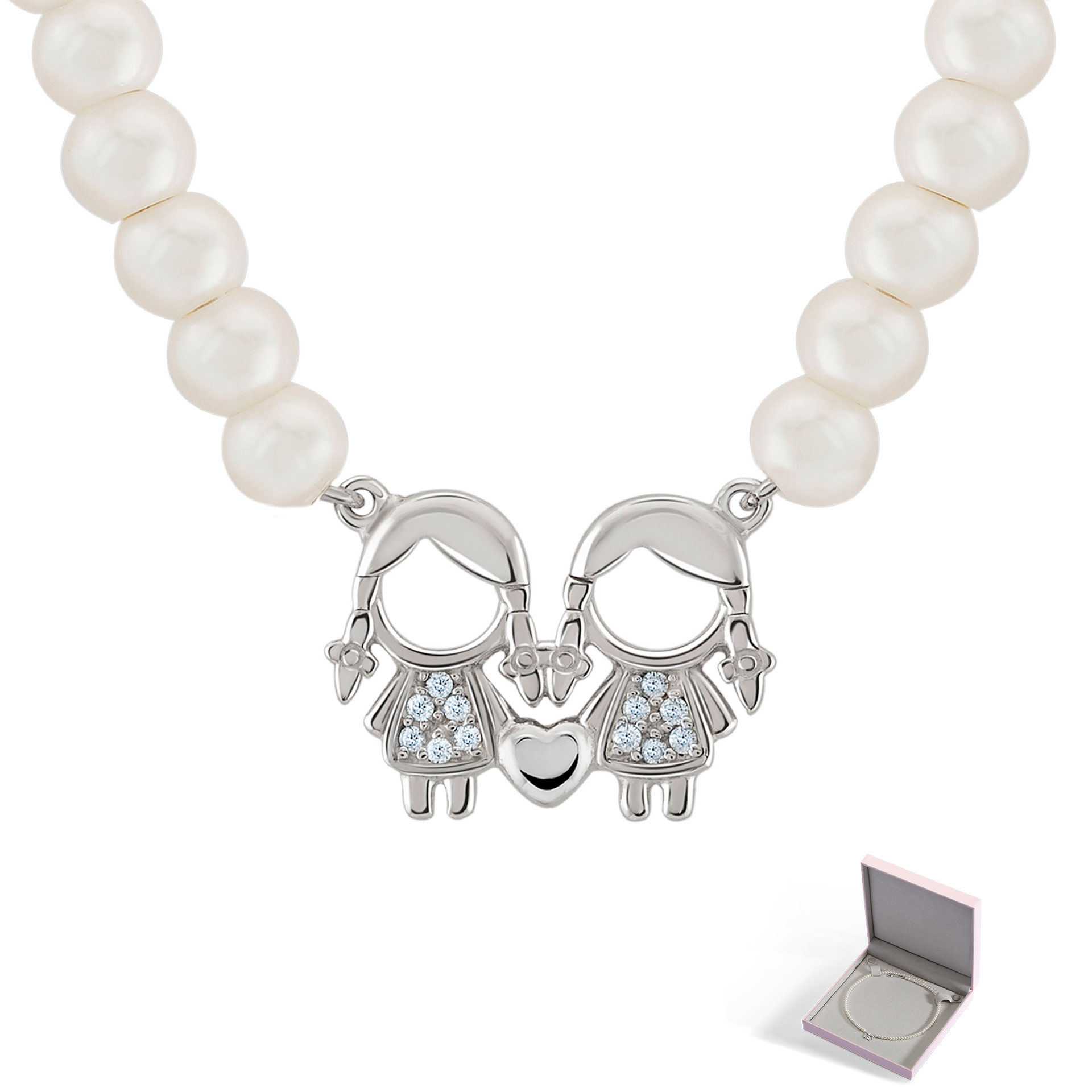 Mum 2 Girls Pearls Necklace