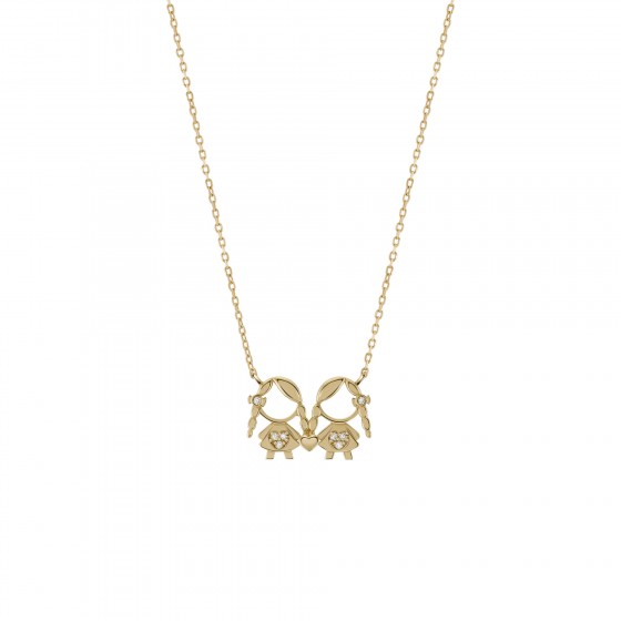 Colar Ouro e Diamantes MUM 2 Meninas
