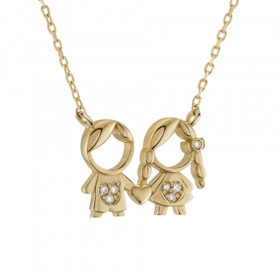 Gold and Diamonds MUM Boy & Girl Necklace