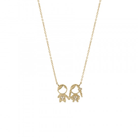 Gold and Diamonds MUM Boy & Girl Necklace