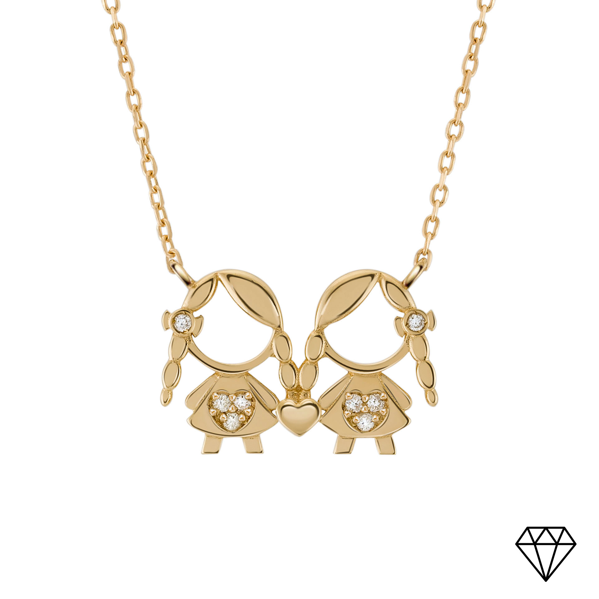 Gold and Diamonds MUM 2 Girls Necklace