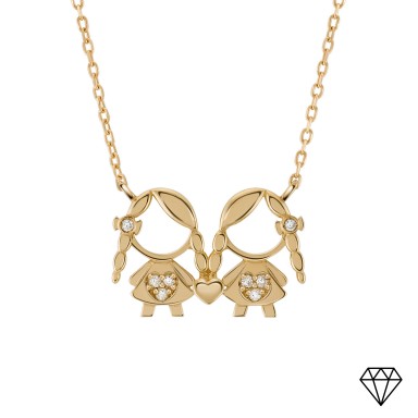 Colar Ouro e Diamantes MUM 2 Meninas