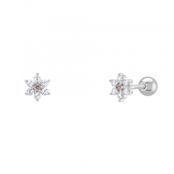 Girls Cz Butterfly Silver Earrings