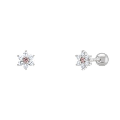 Girls Cz Butterfly Silver Earrings