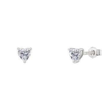 Girls Triangular Cz Silver Earrings
