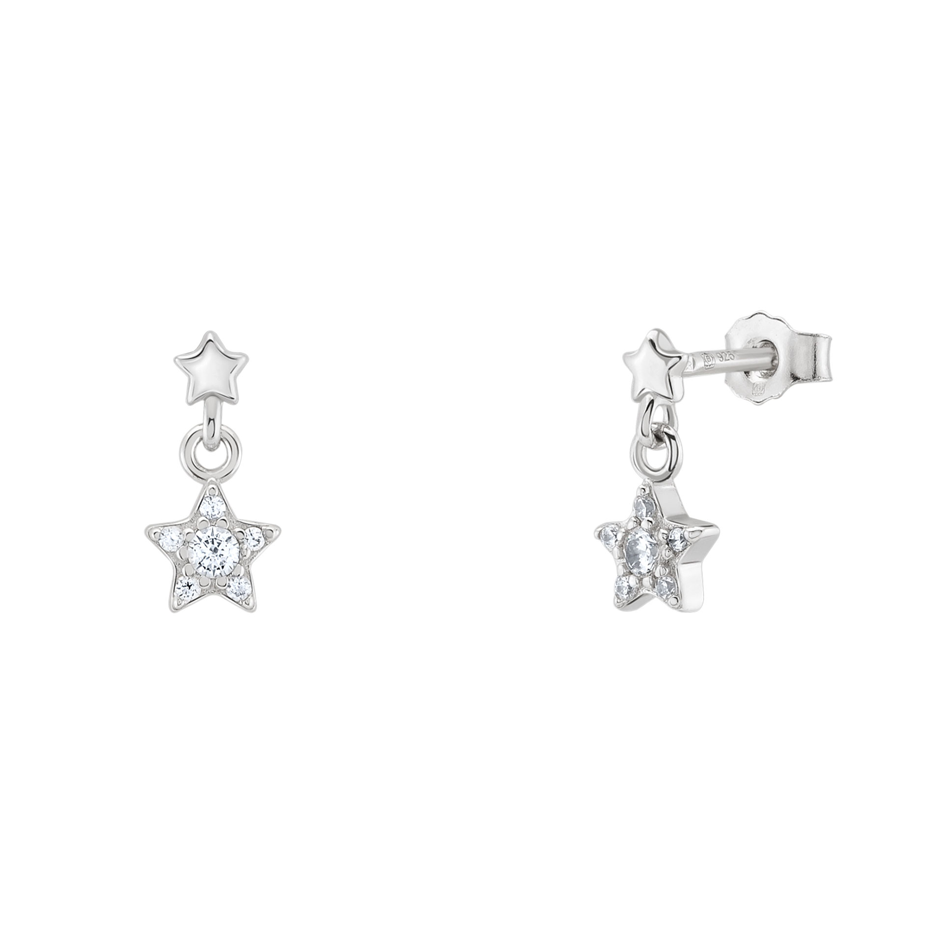 Girls Star Falling Silver Earings