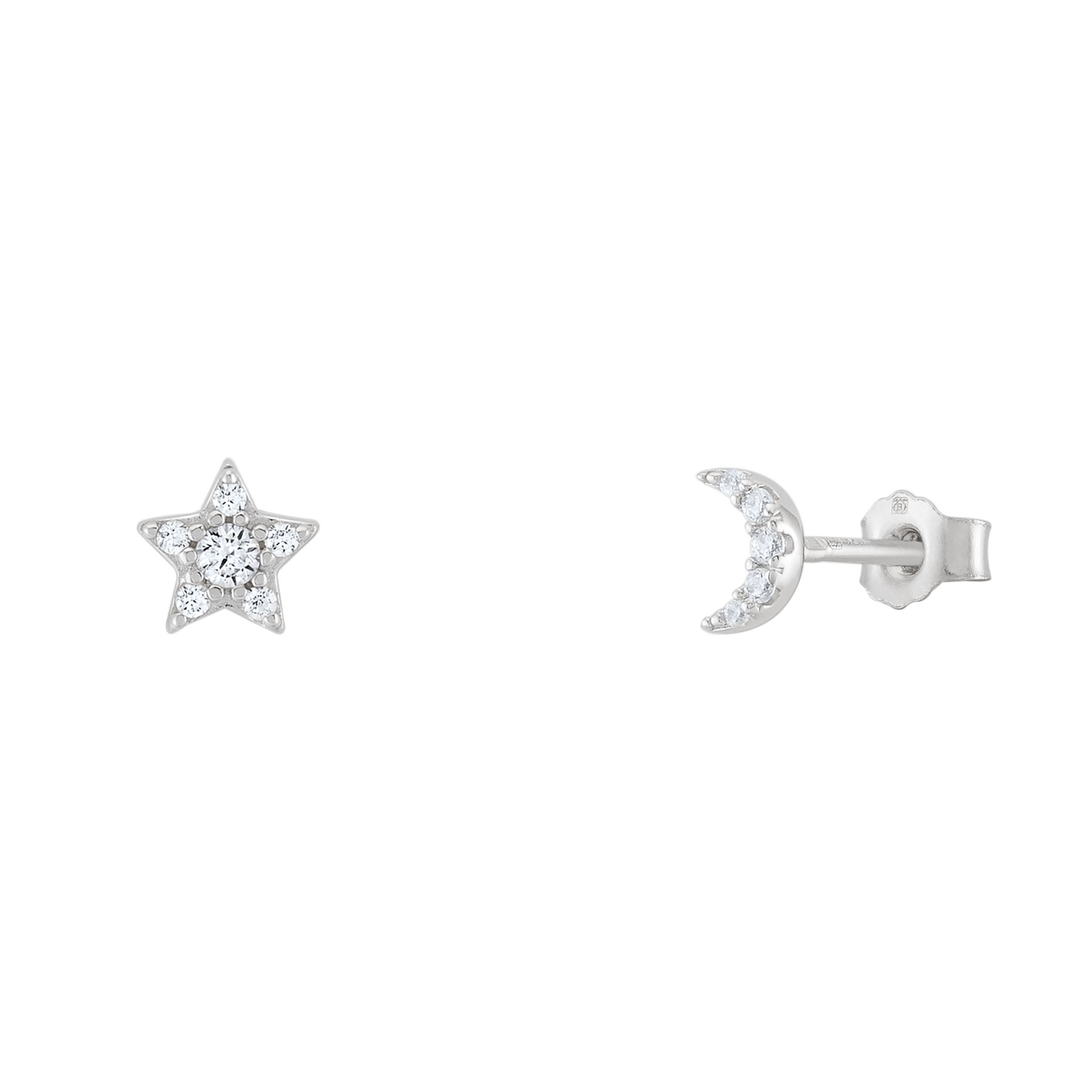 Pendientes  Girls Star and Moon Cz Silver