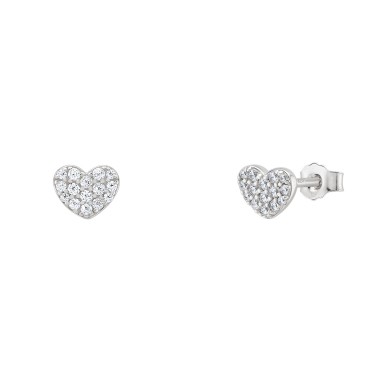 Girls Hearts Cz Silver Earings