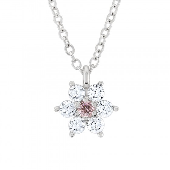 Collar Girls Cz Pink Silver