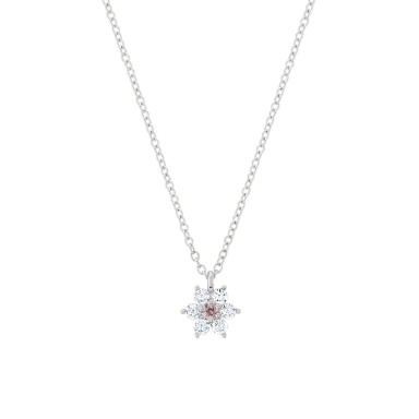 Girls Cz Pink Silver Necklace