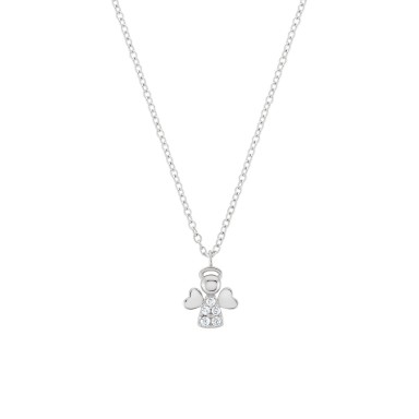 Girls Angel and Cz Hearts Necklace