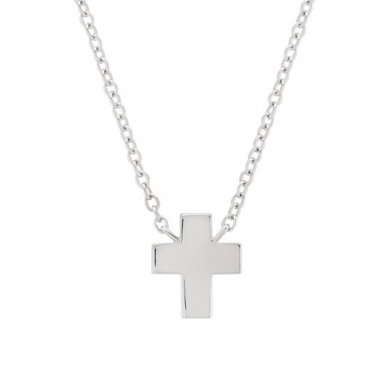 Collar Girls Cross and Pearls Silver