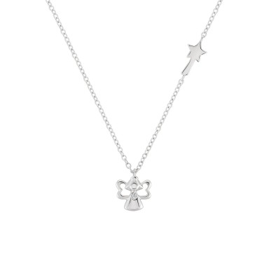 Girls Fairy and Wand Silver Necklace