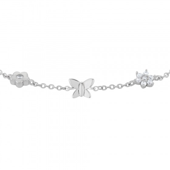Pulseira Girls Flor e Borboleta