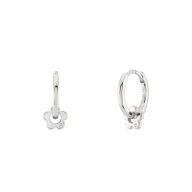 Girls Flowers Silver Hoops