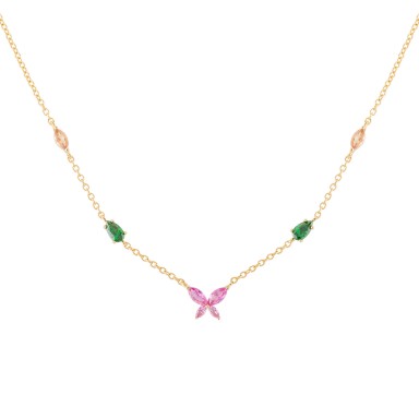 Colar Fun Borboleta Rosa