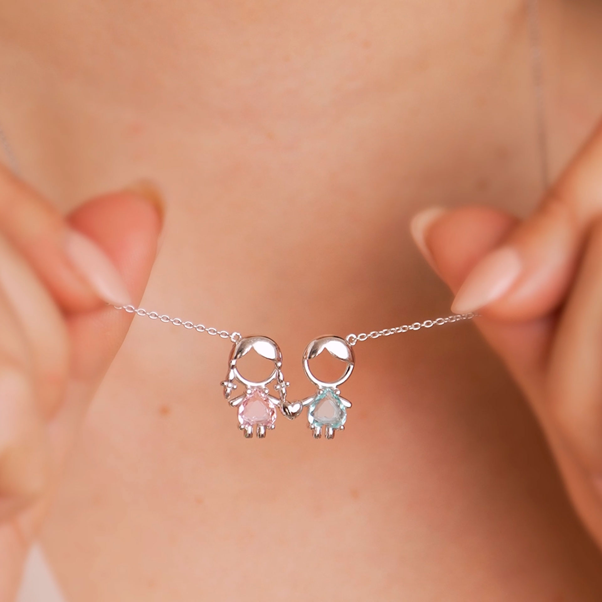 Mum Two Girls Necklace