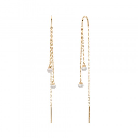 Pendientes Ouro Chain & Pearls