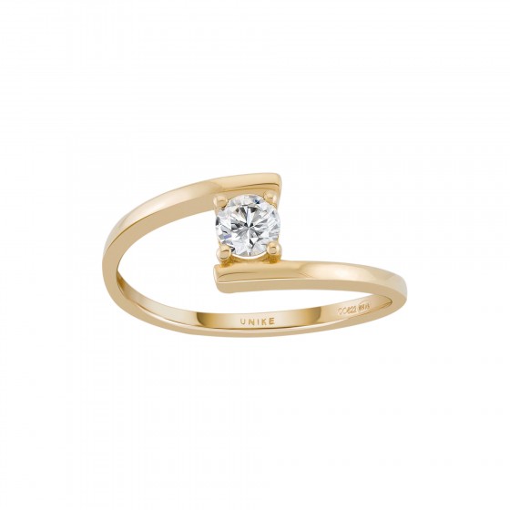 Anel Ouro Solitaire Semi Open