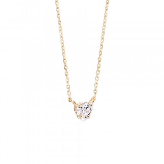 Gold Heart Solitaire Necklace