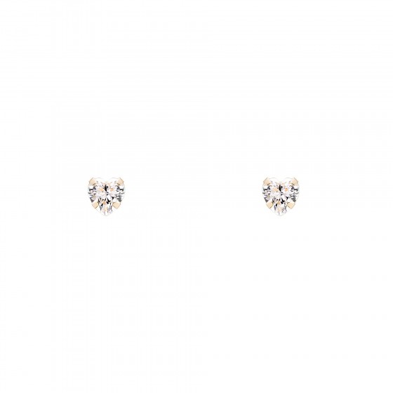 Pendientes Oro Heart Solitaire