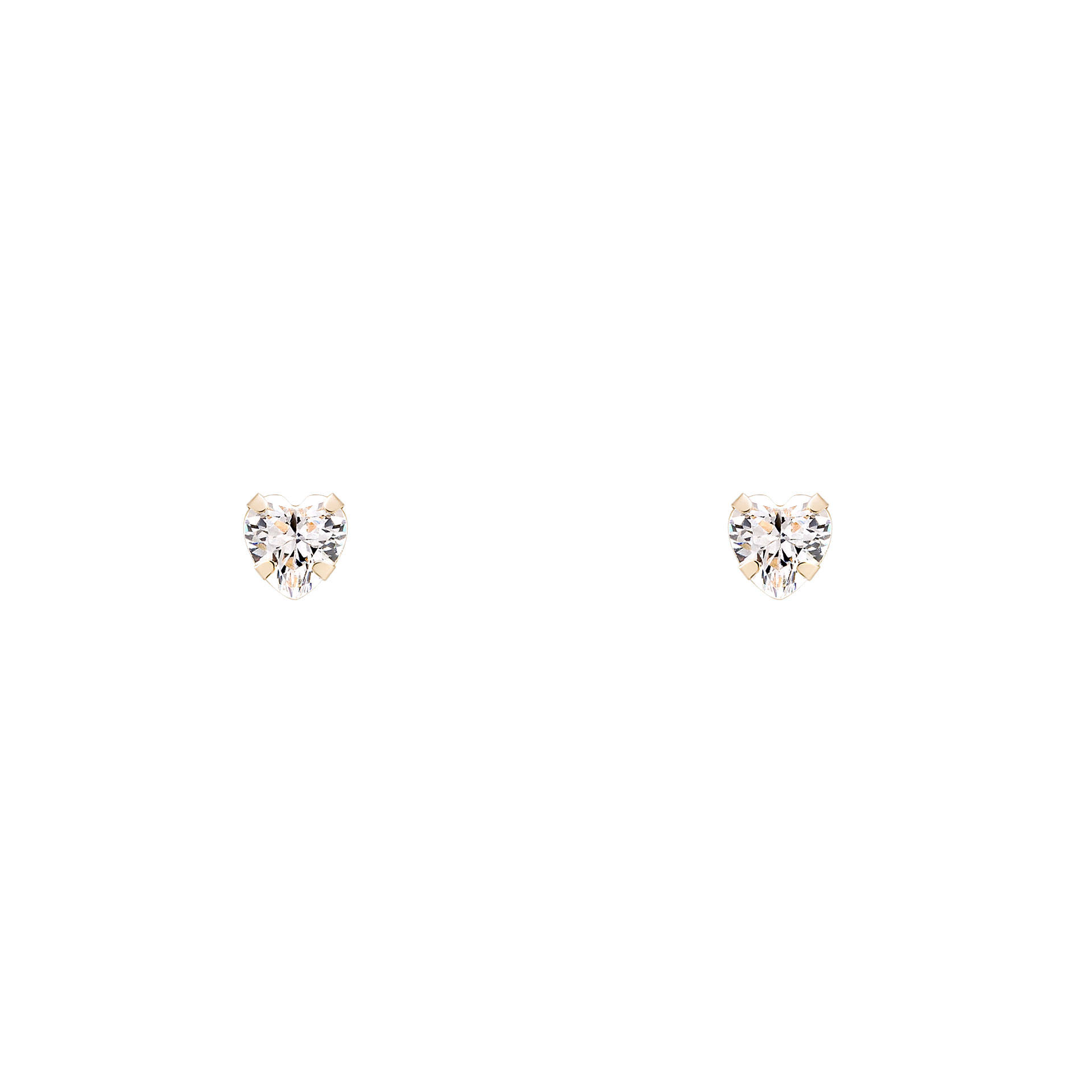 Gold Heart Solitaire Earrings