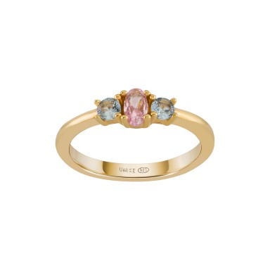 Anillo 3 Stones Pink&Blue