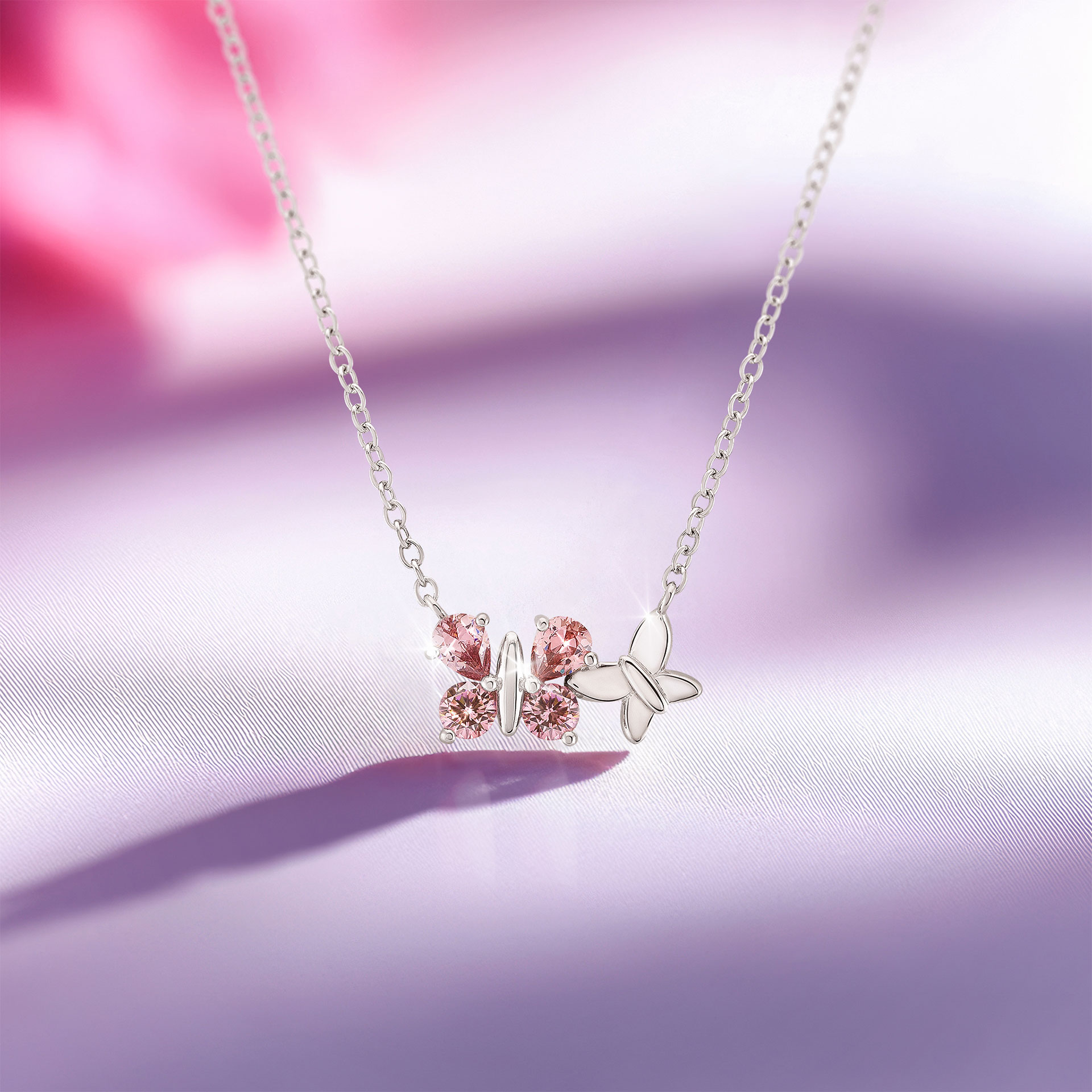 Colar Girls Pink Borboleta Glow